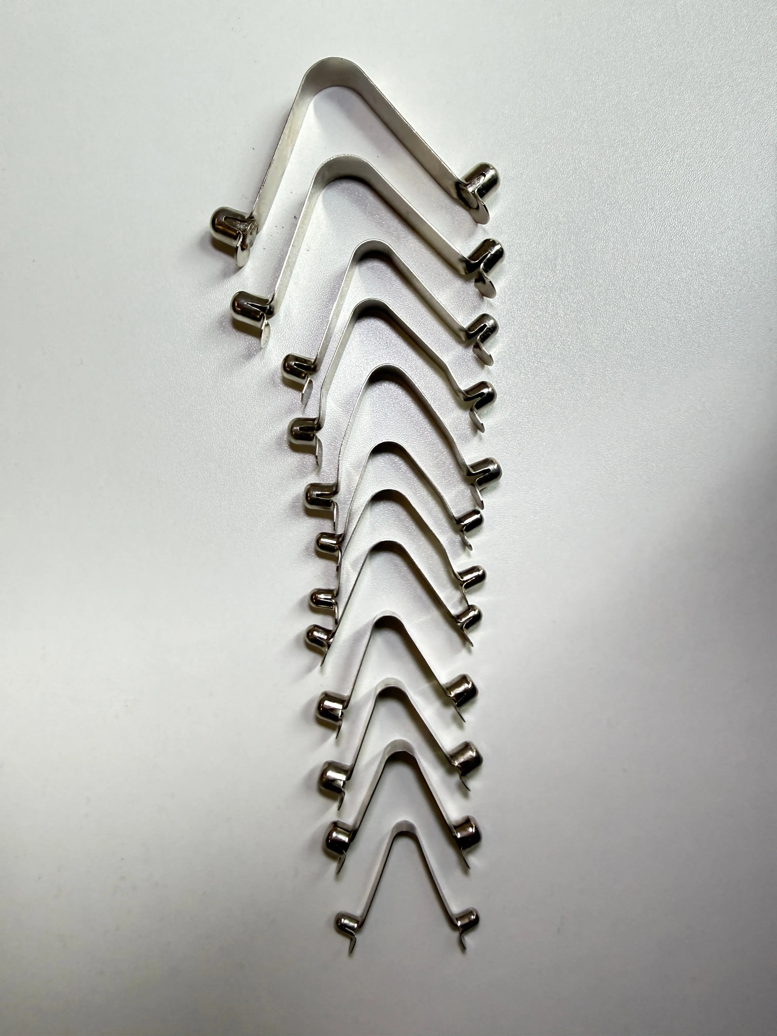Custom Double-Head Spring Clip - size comparison lineup, all double-end variants